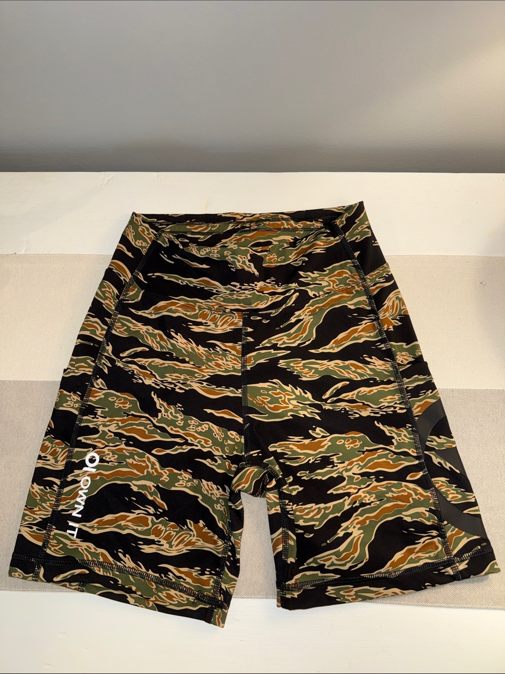 Virus Women's Tiger Camo Athletic Shorts - Black/Green/Brown like new size M